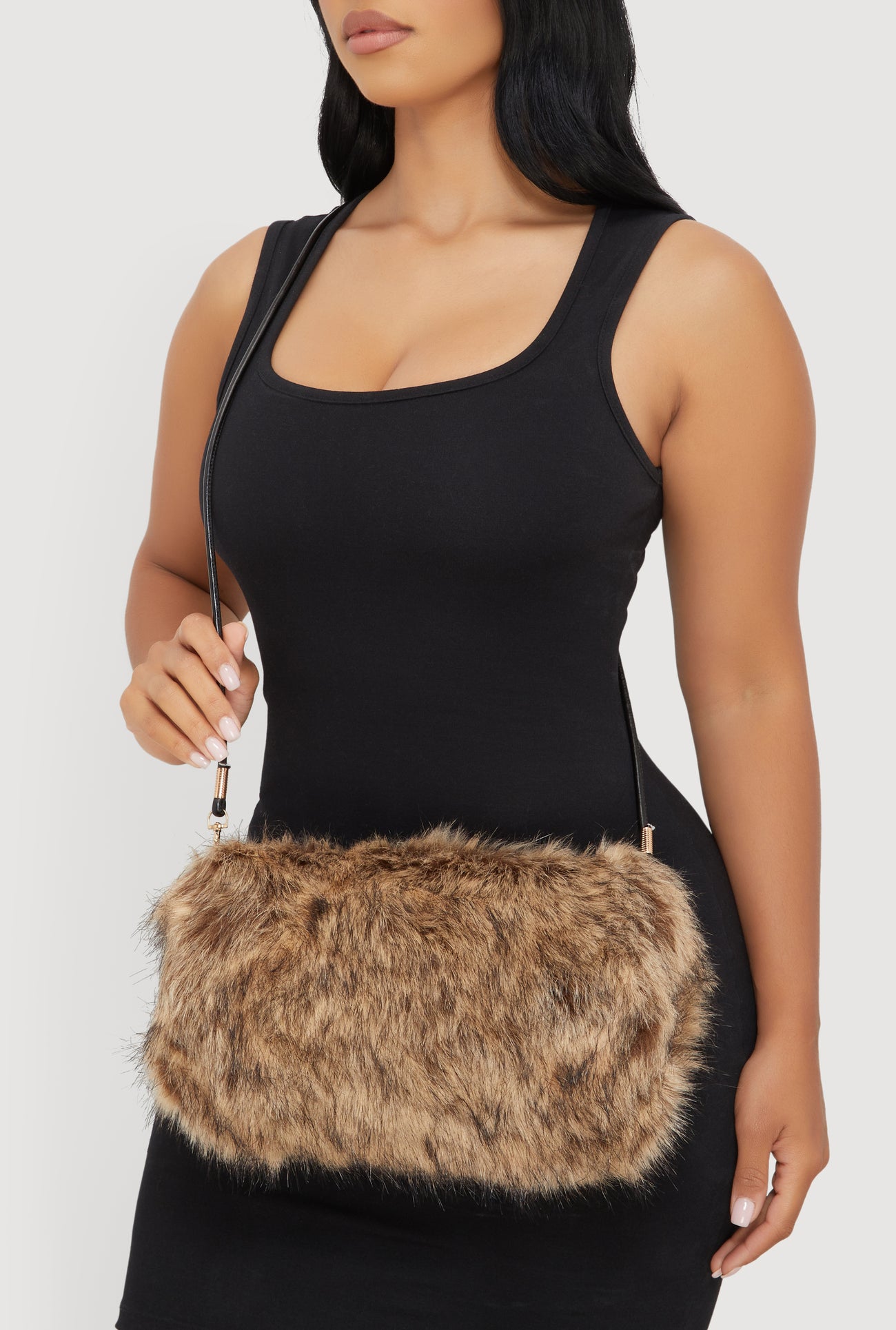 Faux Fur Hand Muff Crossbody Clutch Bag