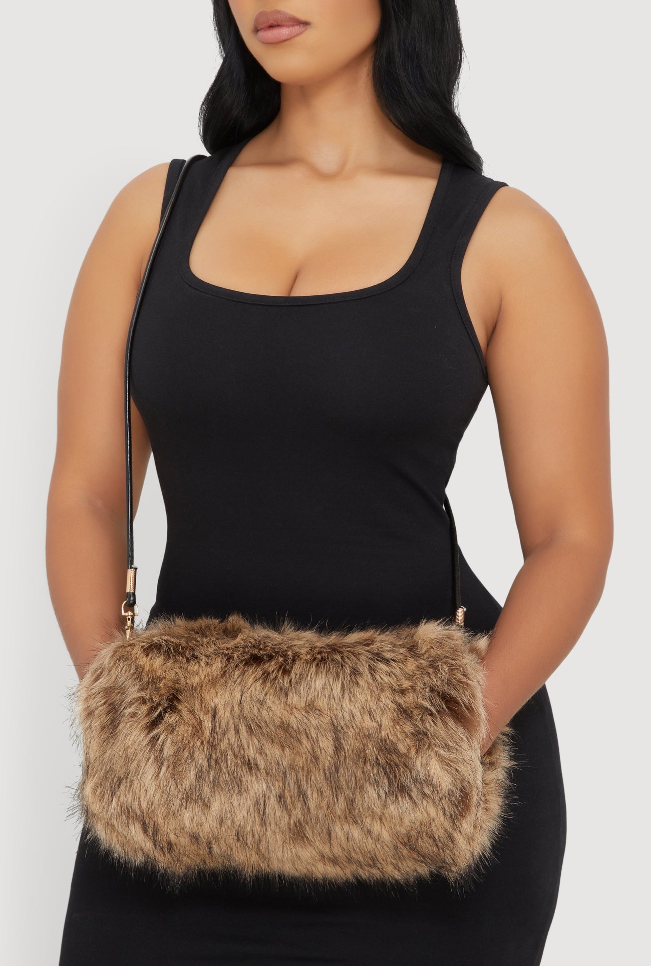 Faux Fur Hand Muff Crossbody Clutch Bag