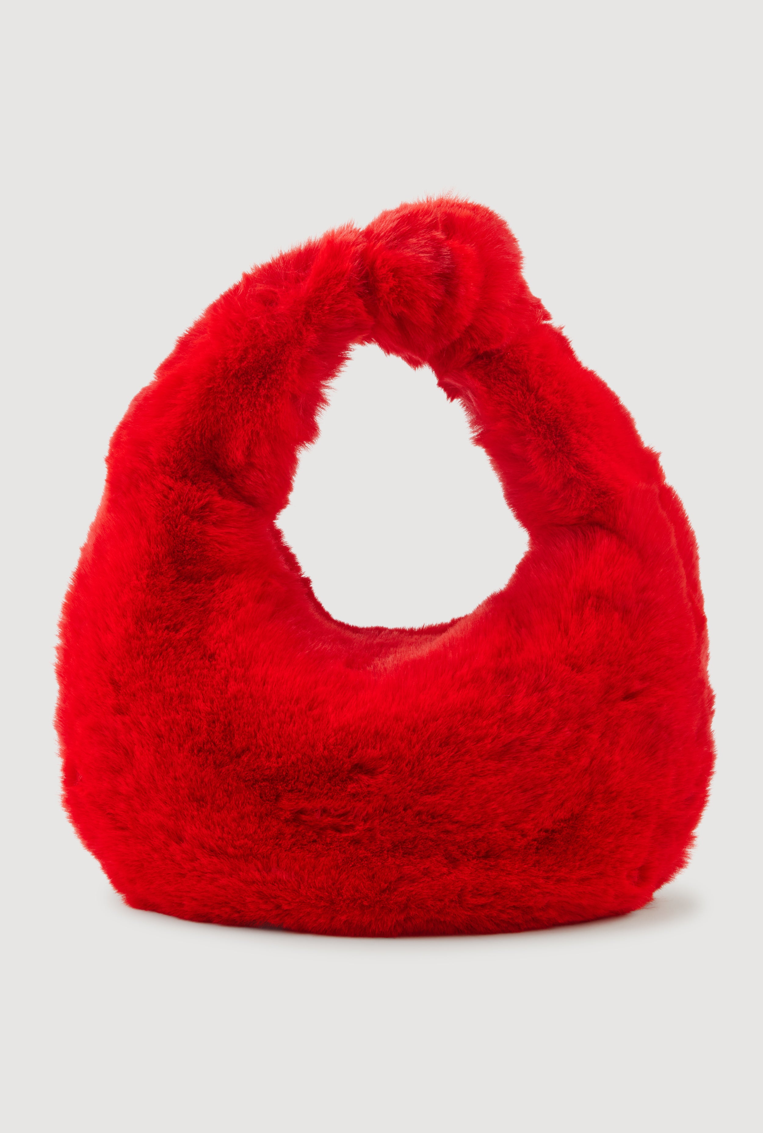 Faux Fur Knot Handle Handbag