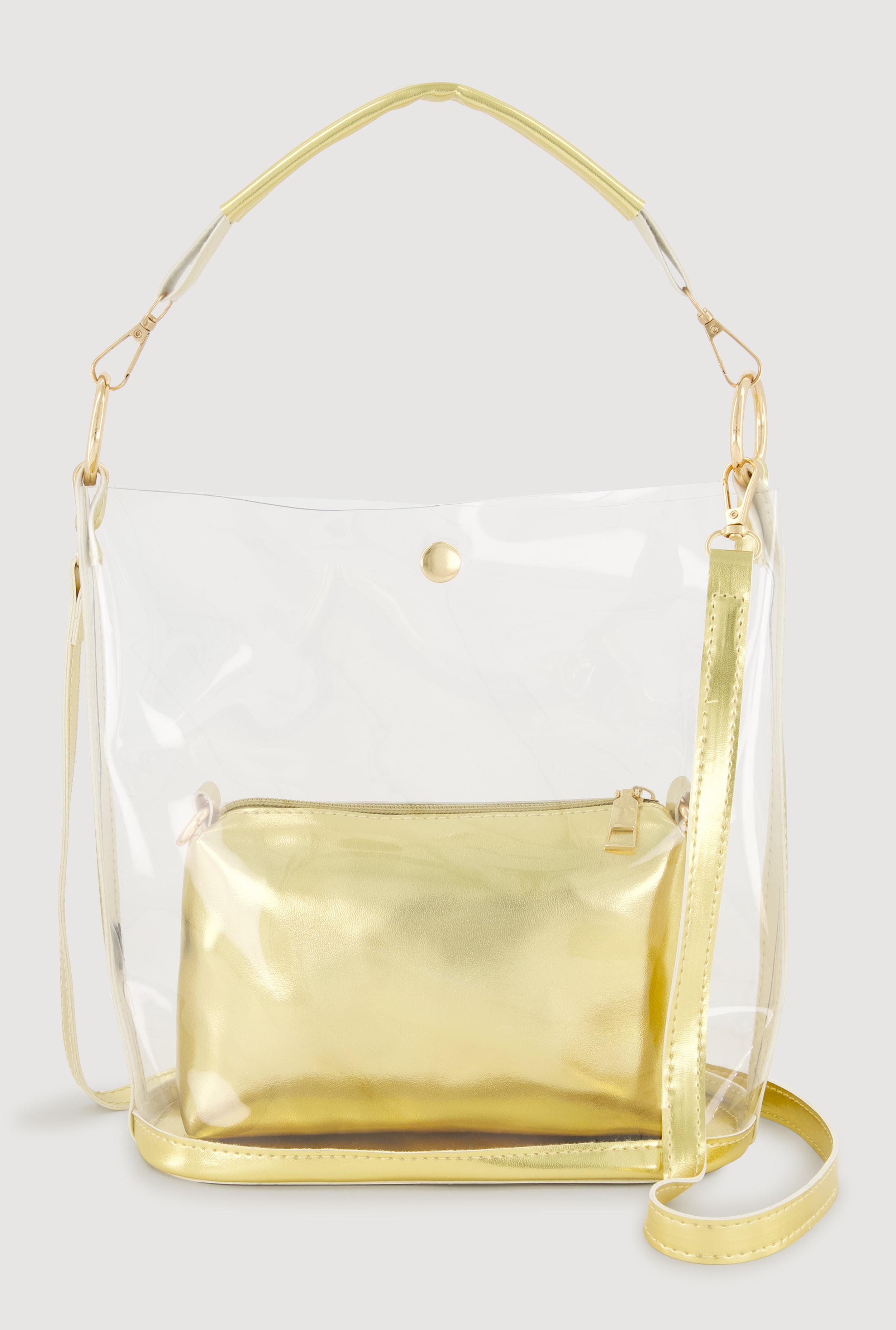 Clear Convertible Bucket Bag with Pouch
