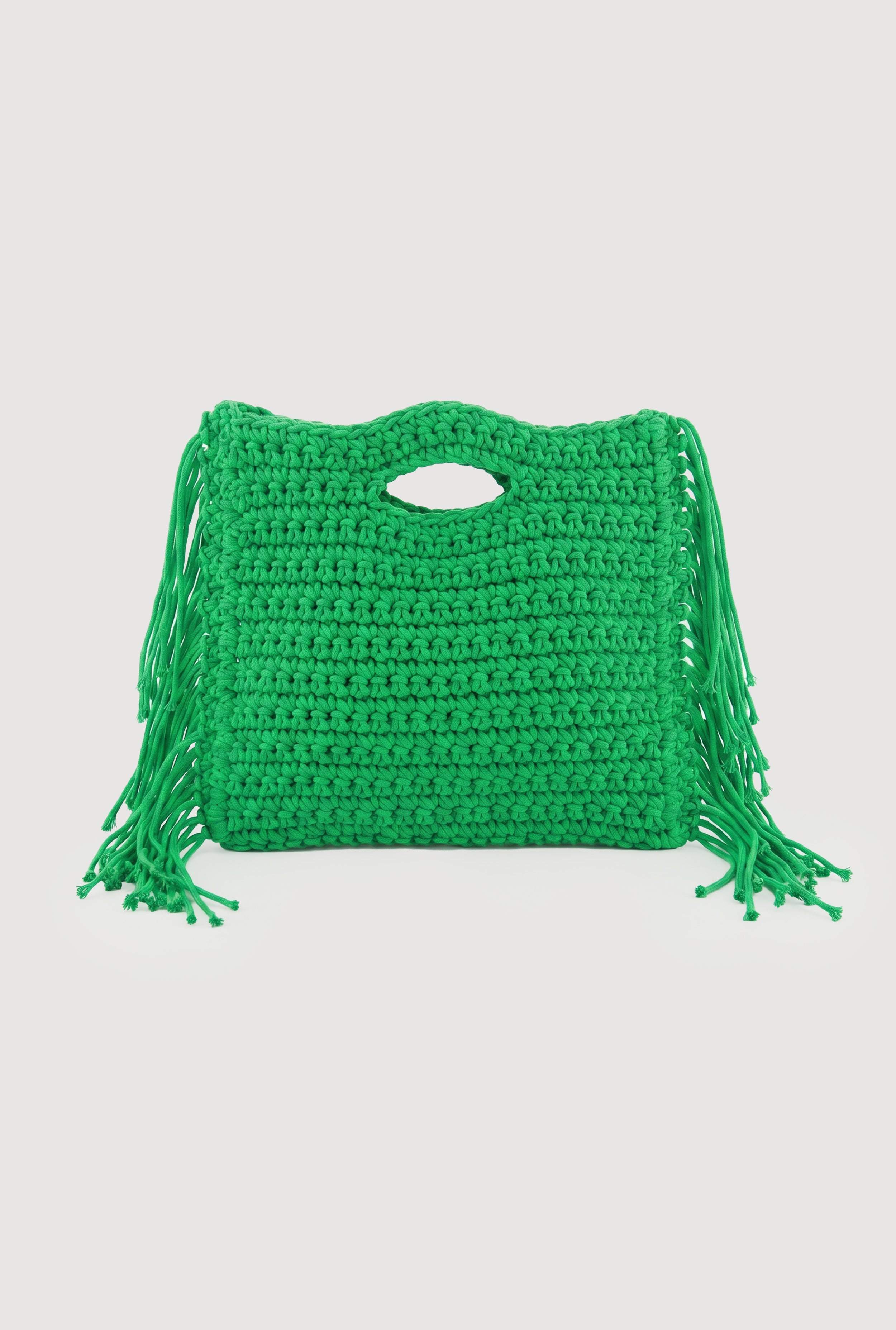 Fringe Crochet Handbag with Drawstring Pouch