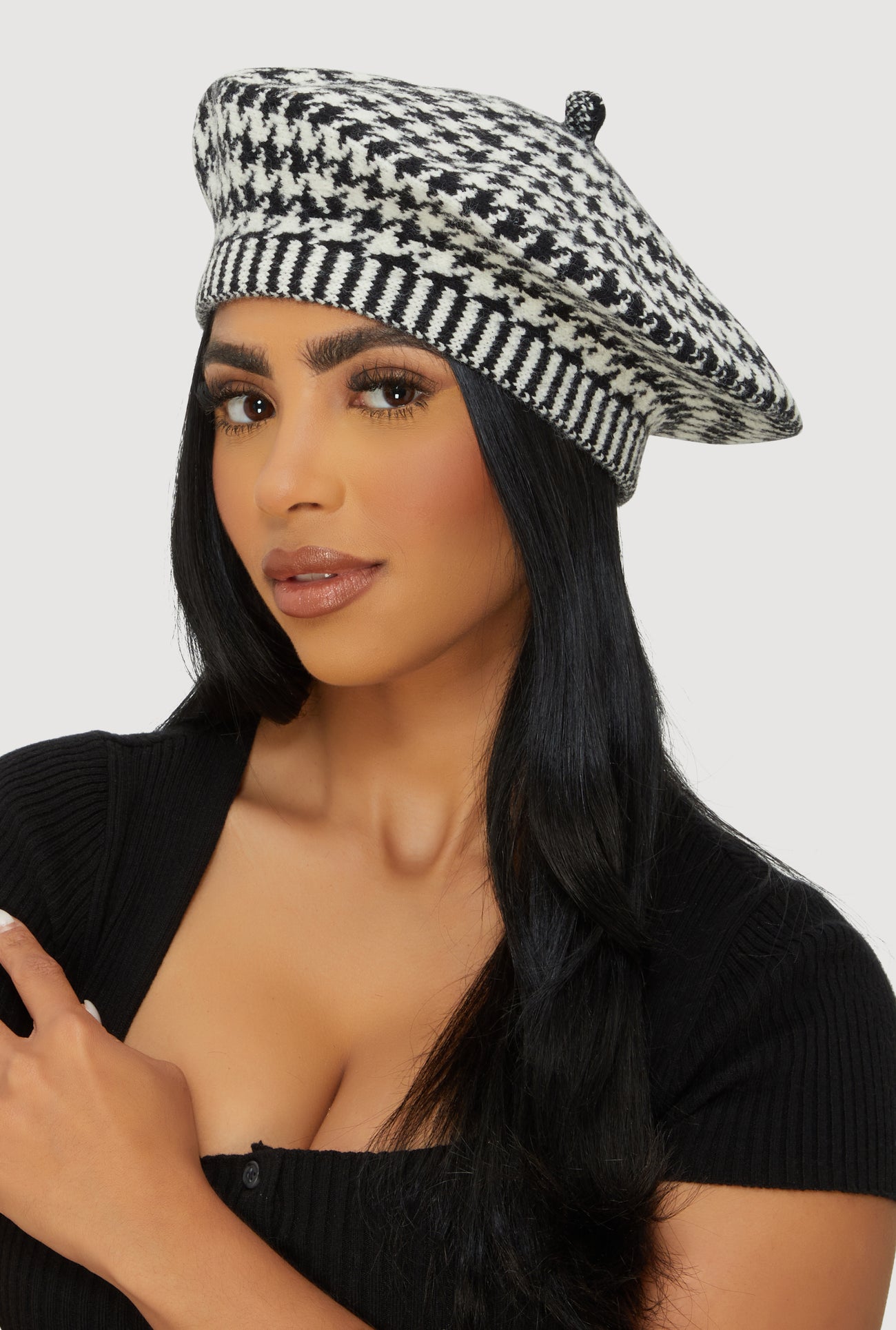 Houndstooth Beret