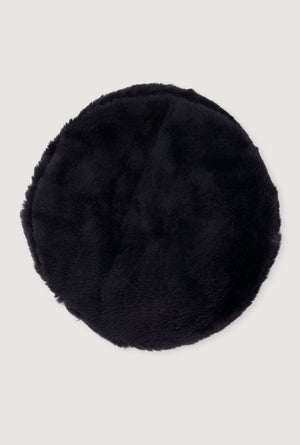 Faux Fur Beret with Faux Leather Trim