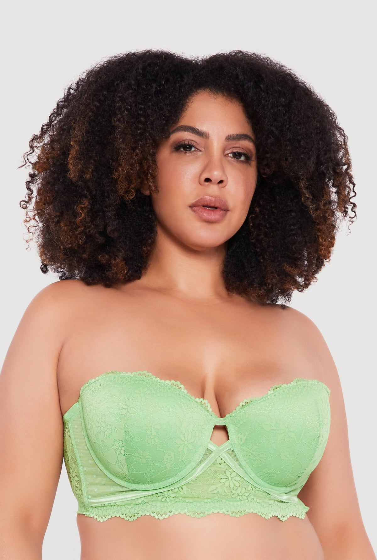 Plus Size Lace Convertible Keyhole Longline Balconette Bra