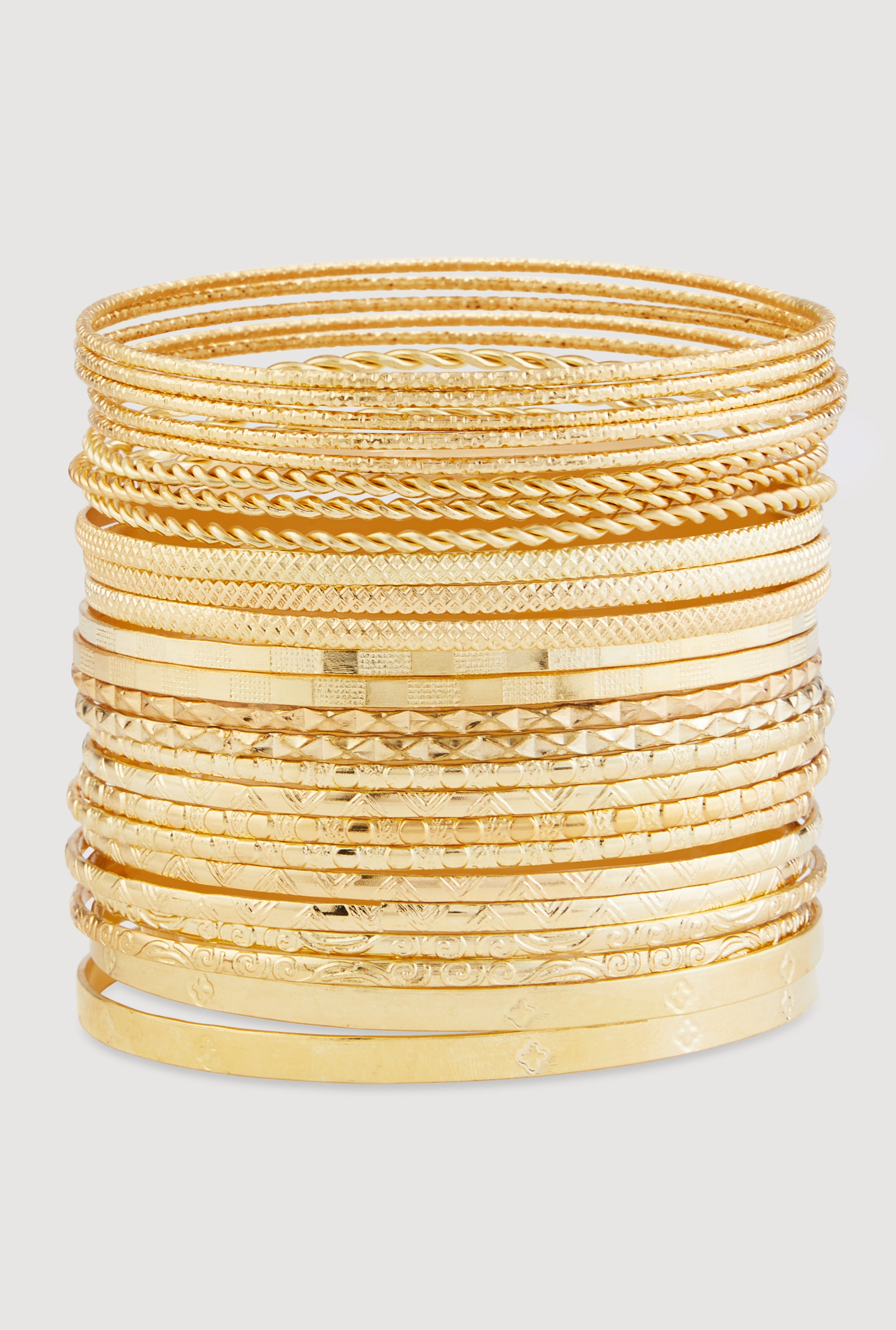 Assorted Metallic Textured Bangles Set of 25