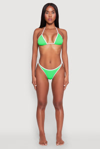 Contrast Trim Triangle Swim Bikini Top