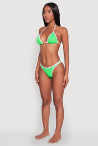 Contrast Trim Triangle Swim Bikini Top
