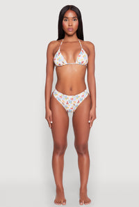Tropical Crab Papaya Print Swim Bikini Top