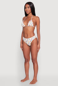 Tropical Crab Papaya Print Swim Bikini Top