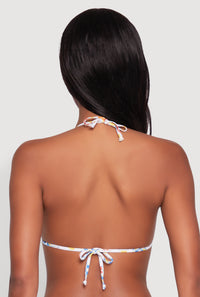 Tropical Crab Papaya Print Swim Bikini Top