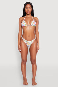 Tropical Print Low Rise Bikini Bottoms