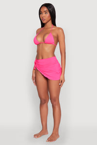 Lettuce Edge Side Tie Sarong Cover Up