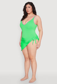 Plus Size Side Tie Solid Sarong Cover Up