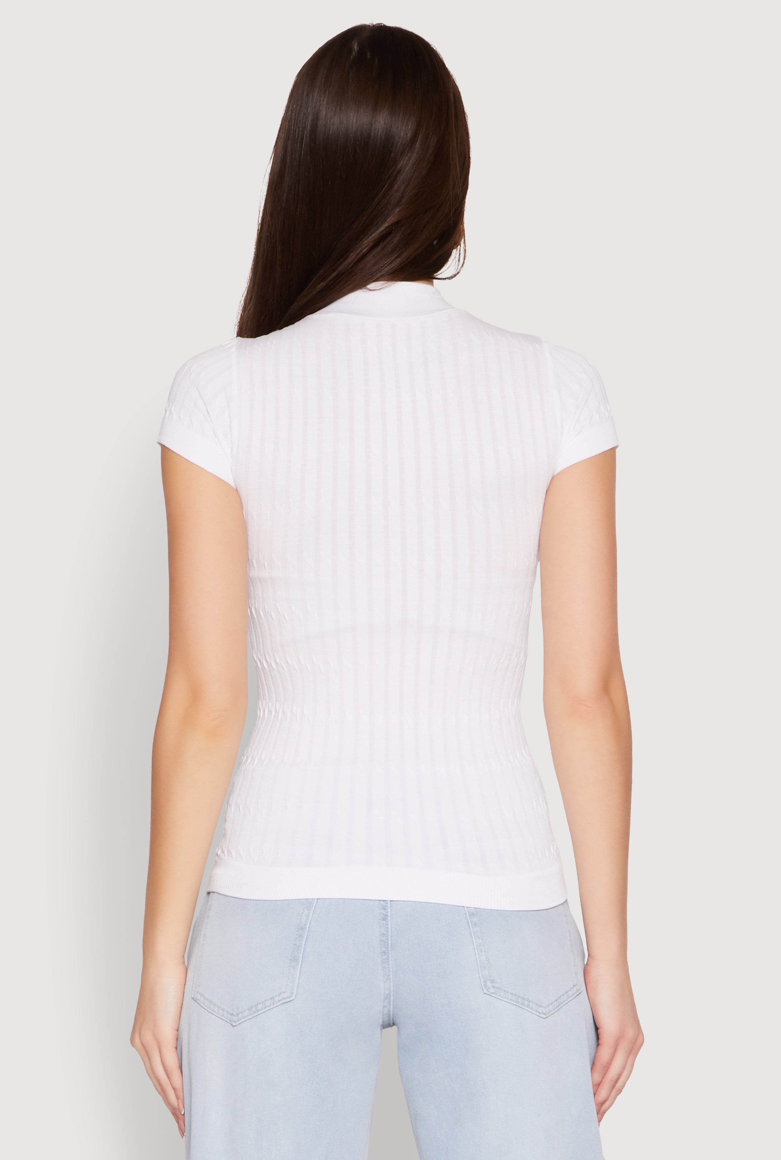 Seamless Short Sleeve Mock Neck Top
