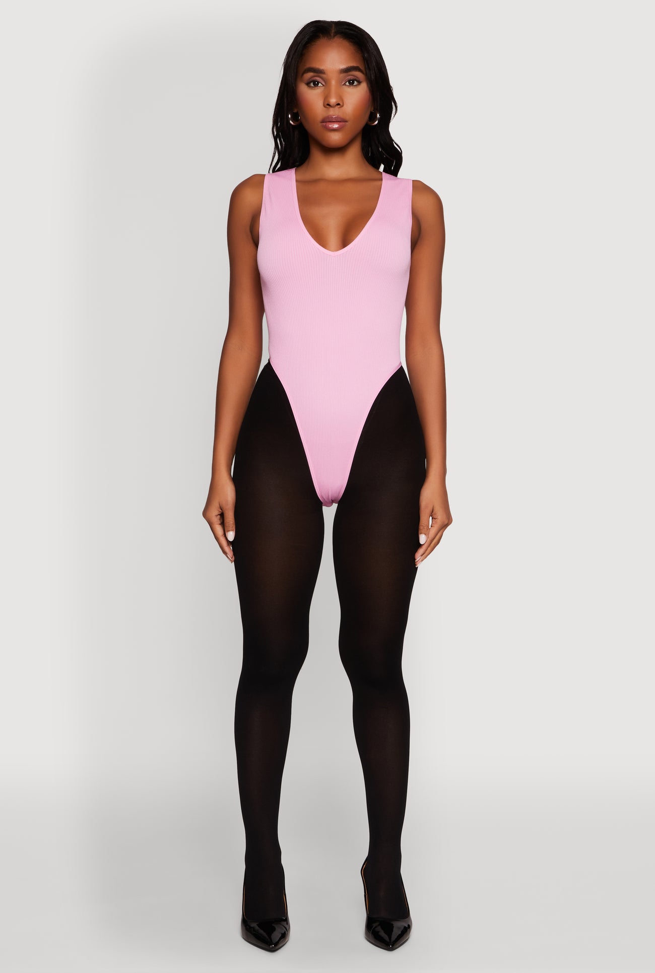 Seamless V Neck Thong Bodysuit