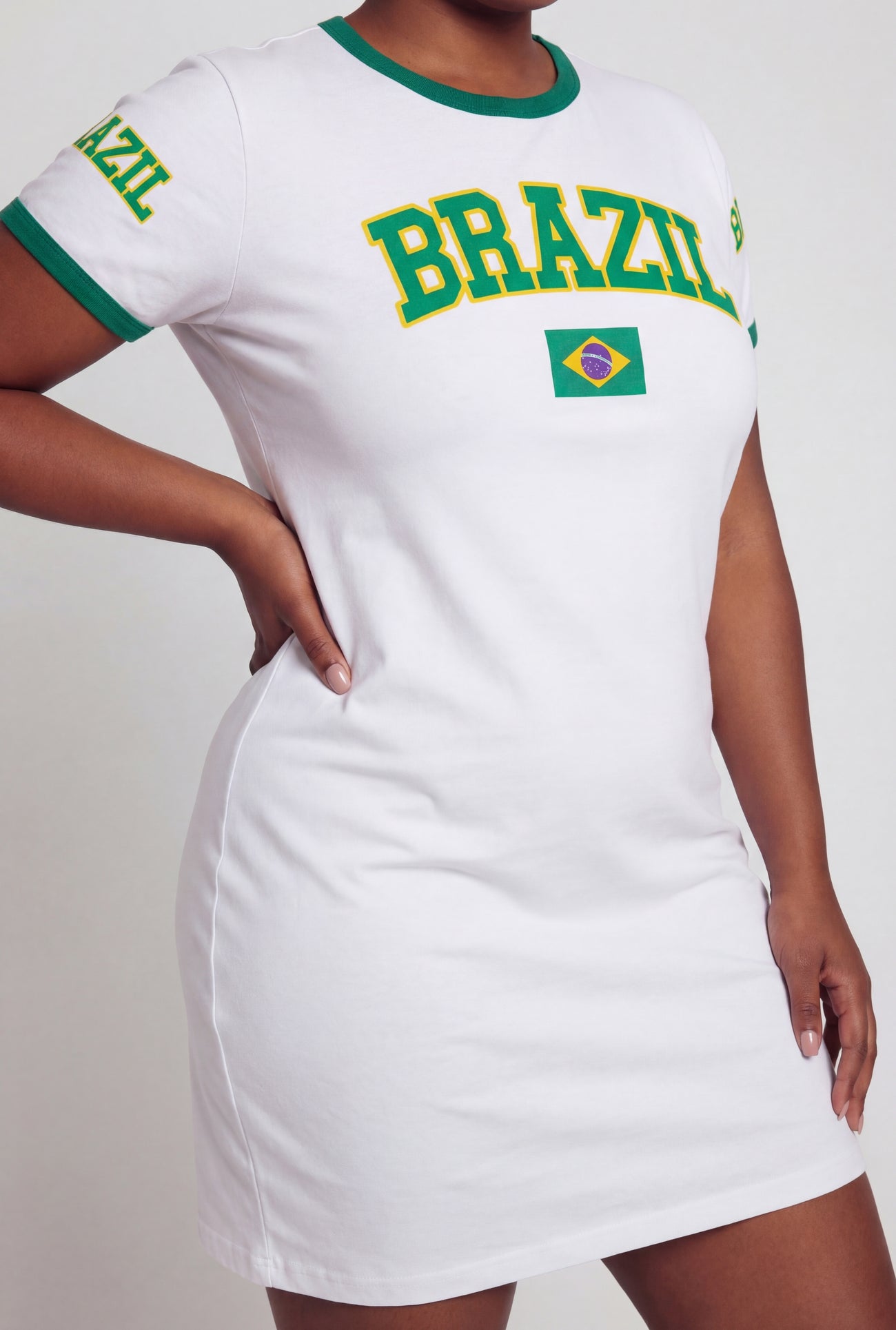 plus size white t shirt dress Plus Size Brazil Graphic Short Sleeve T-Shirt Dress