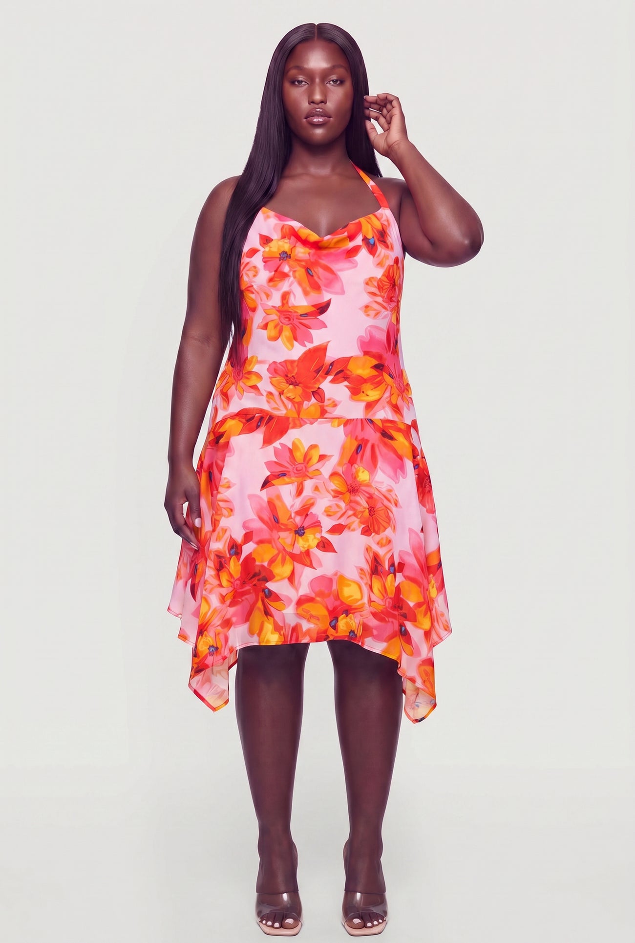 halter plus size floral dress Adrianna Papell Plus Size Printed Sleeveless Dress
