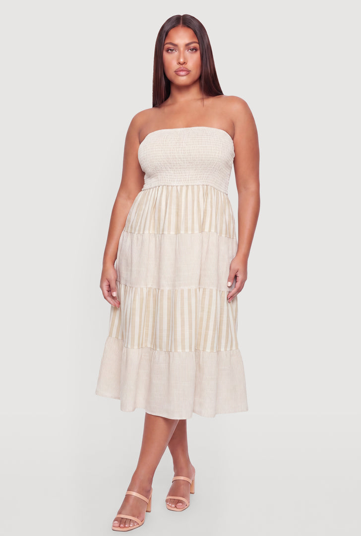 beige plus dress Plus Size - Stone Beige Lace & Chiffon Skater Dress