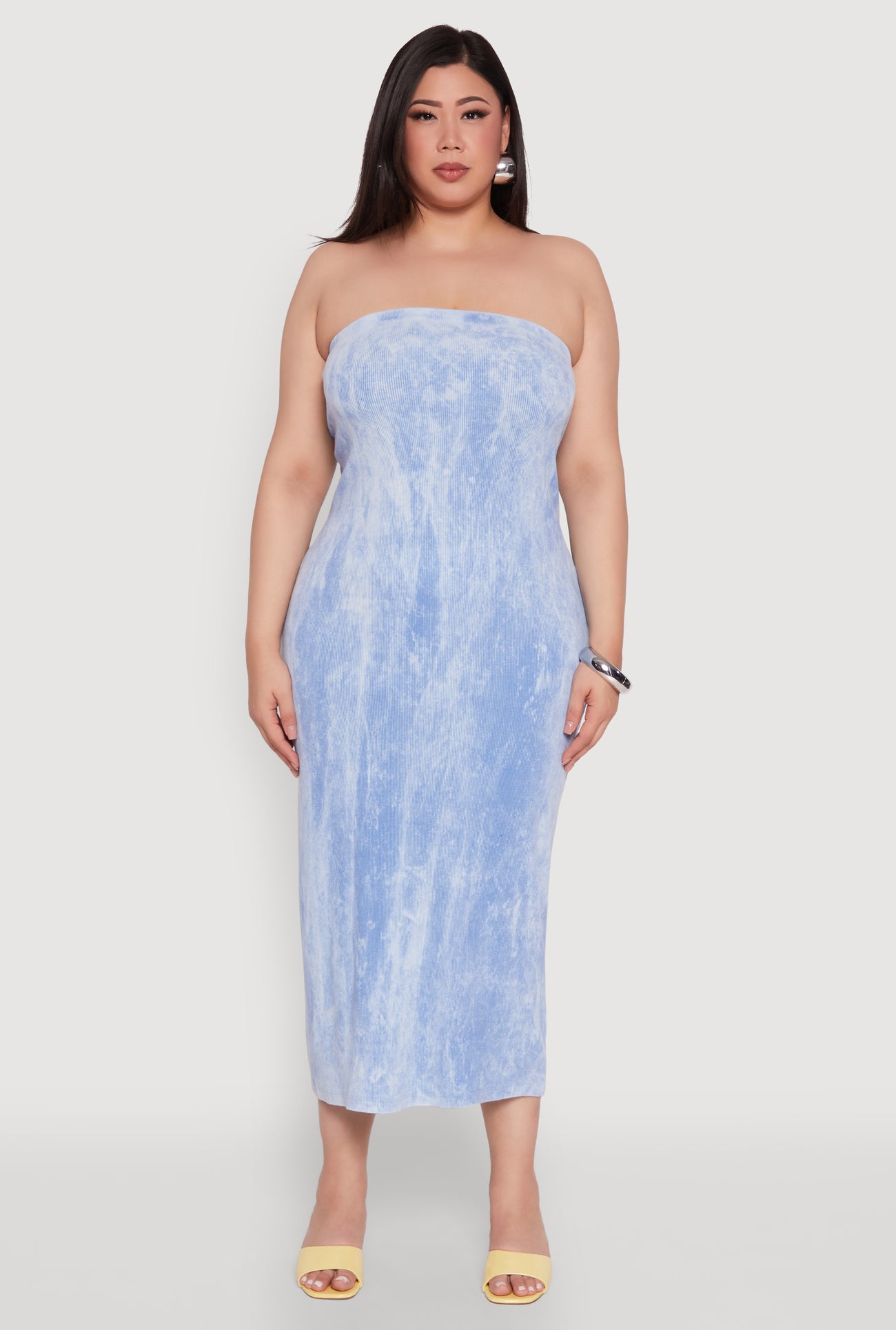 Plus Size Rib Knit Mineral Wash Tube Dress