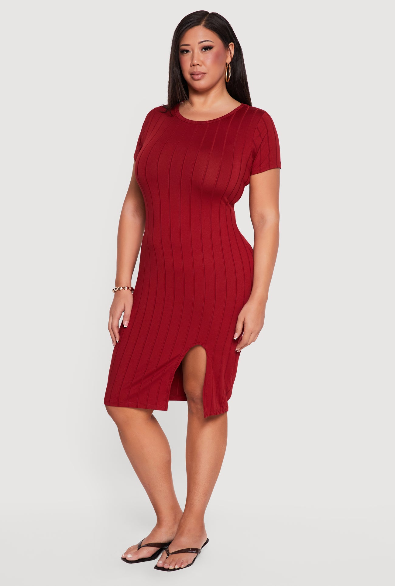 red knit dress plus size Full Circle Trends Cross-Strap Mini Length Plus Size Sweater Dress 3X NWT Red