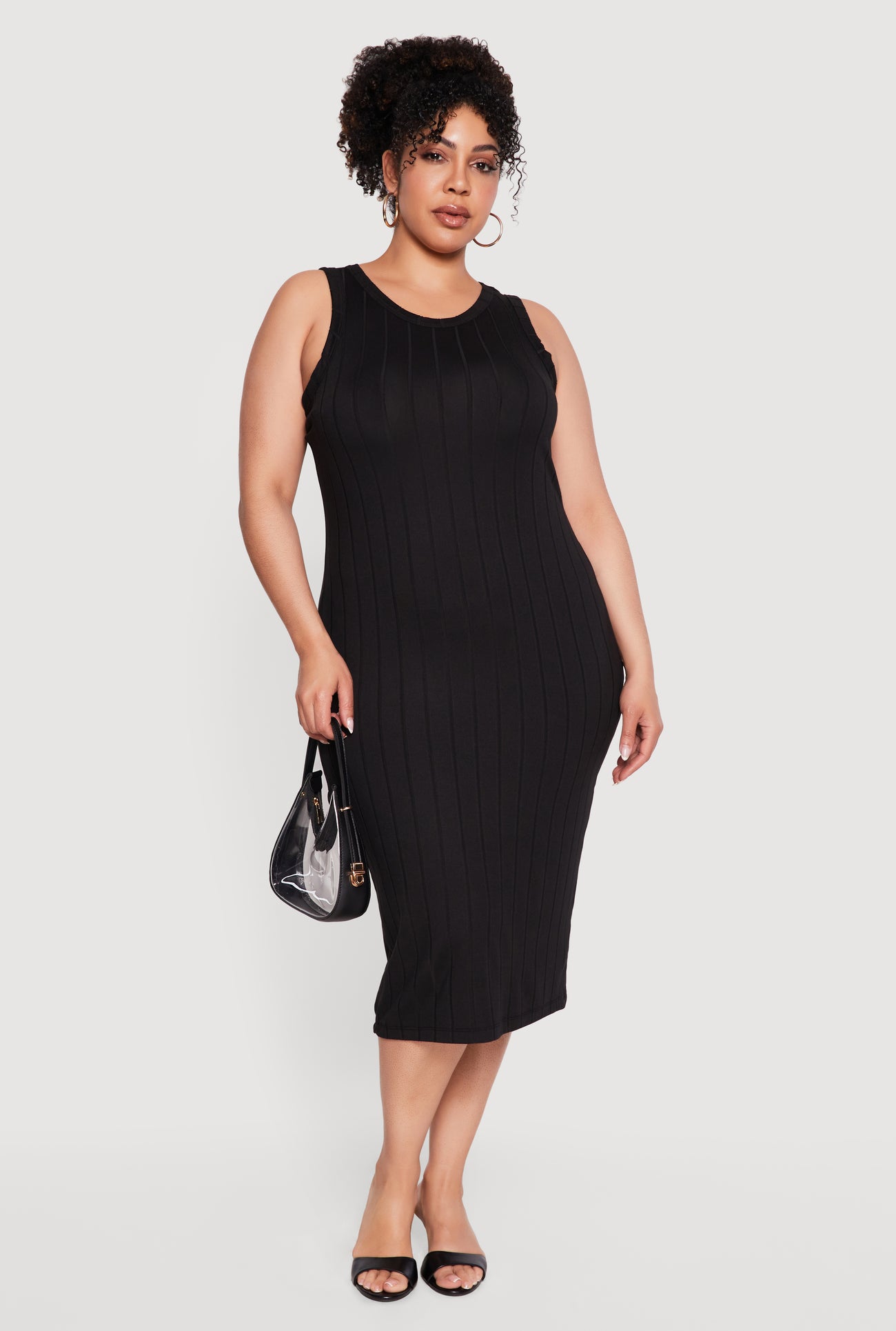 Plus Size Sleeveless Ribbed Knit Midi Dress Plus Size Sleeveless Ribbed Knit Midi Dress