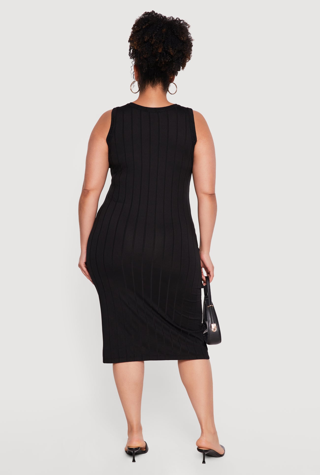 Plus Size Sleeveless Ribbed Knit Midi Dress