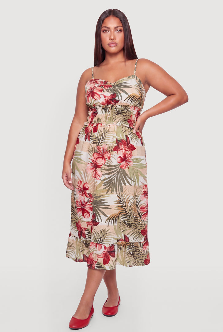 plus ditsy floral lace overlay dress Plus Ditsy Floral Print Lace Up Dress