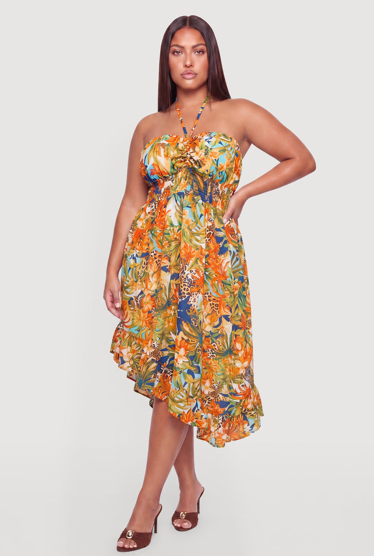dresses with animal print design Animal Print Crystal Bustier A Line Midi Dress