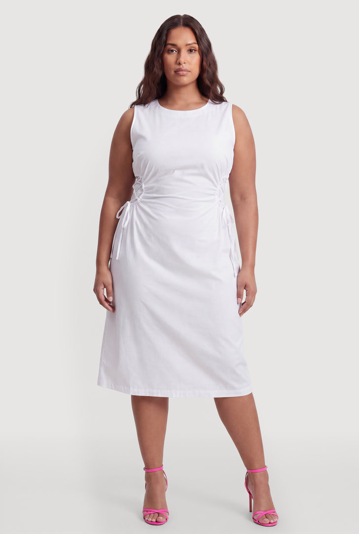 plus size white cocktail dresses Ever-Pretty Lace V-Neck Midi Dress with Flutter Sleeves Occasion Dress camouflaging ruching at the waist and a hip WHLBF Womens Plus Size Dress