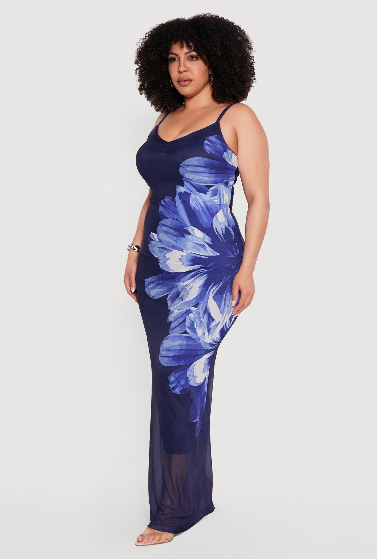 Plus Size Abstract Floral Mesh Cami Maxi Dress Plus Size Abstract Floral Mesh Cami Maxi Dress
