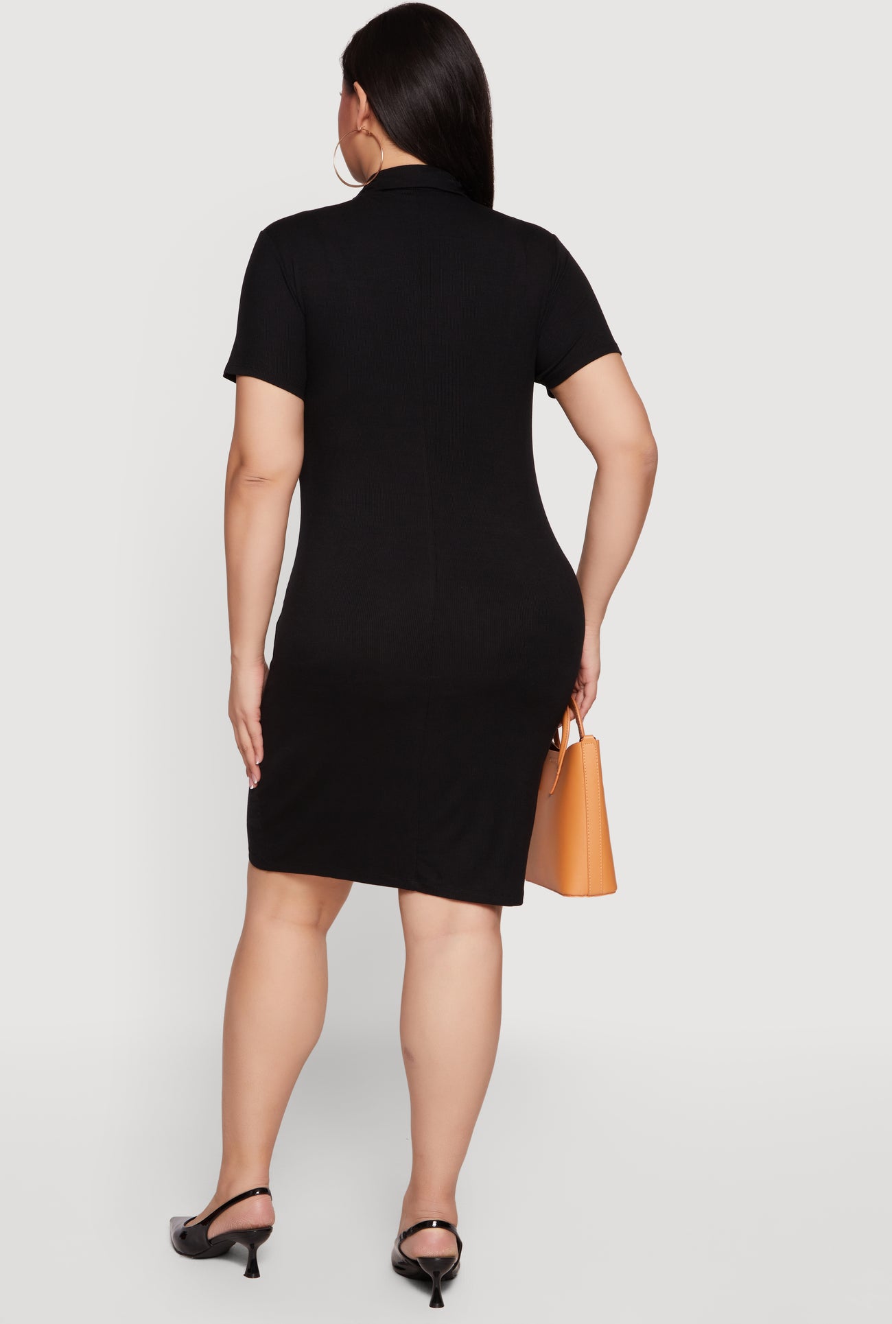 black ribbed collar dress Karen Kane Ribbed Sleeveless Midi Dress - Black