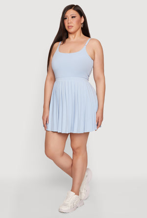 Plus Size Open Back Tennis Dress with Shorts Lining Plus Size Open Back Tennis Dress with Shorts Lining