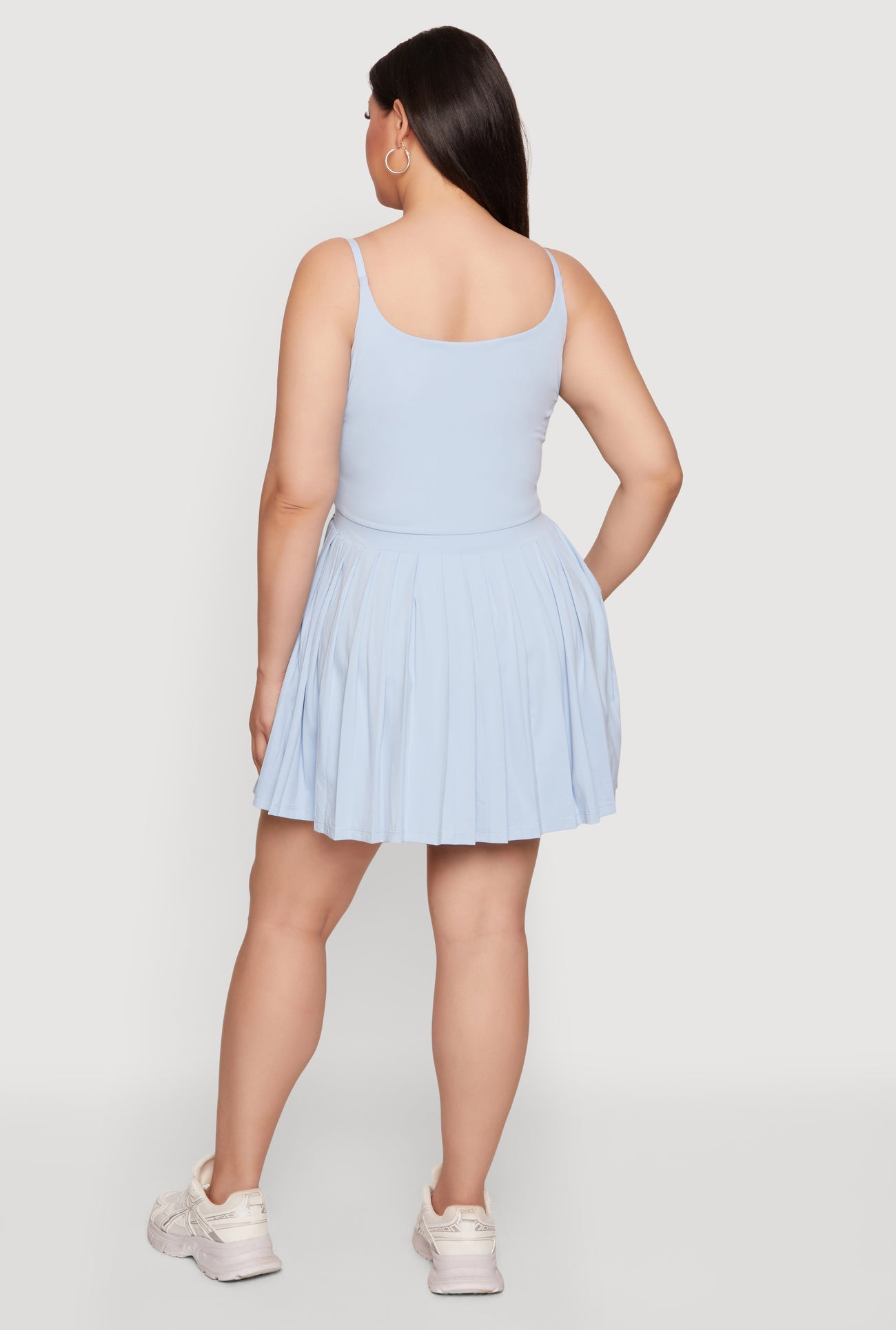 Plus Size Open Back Tennis Dress with Shorts Lining