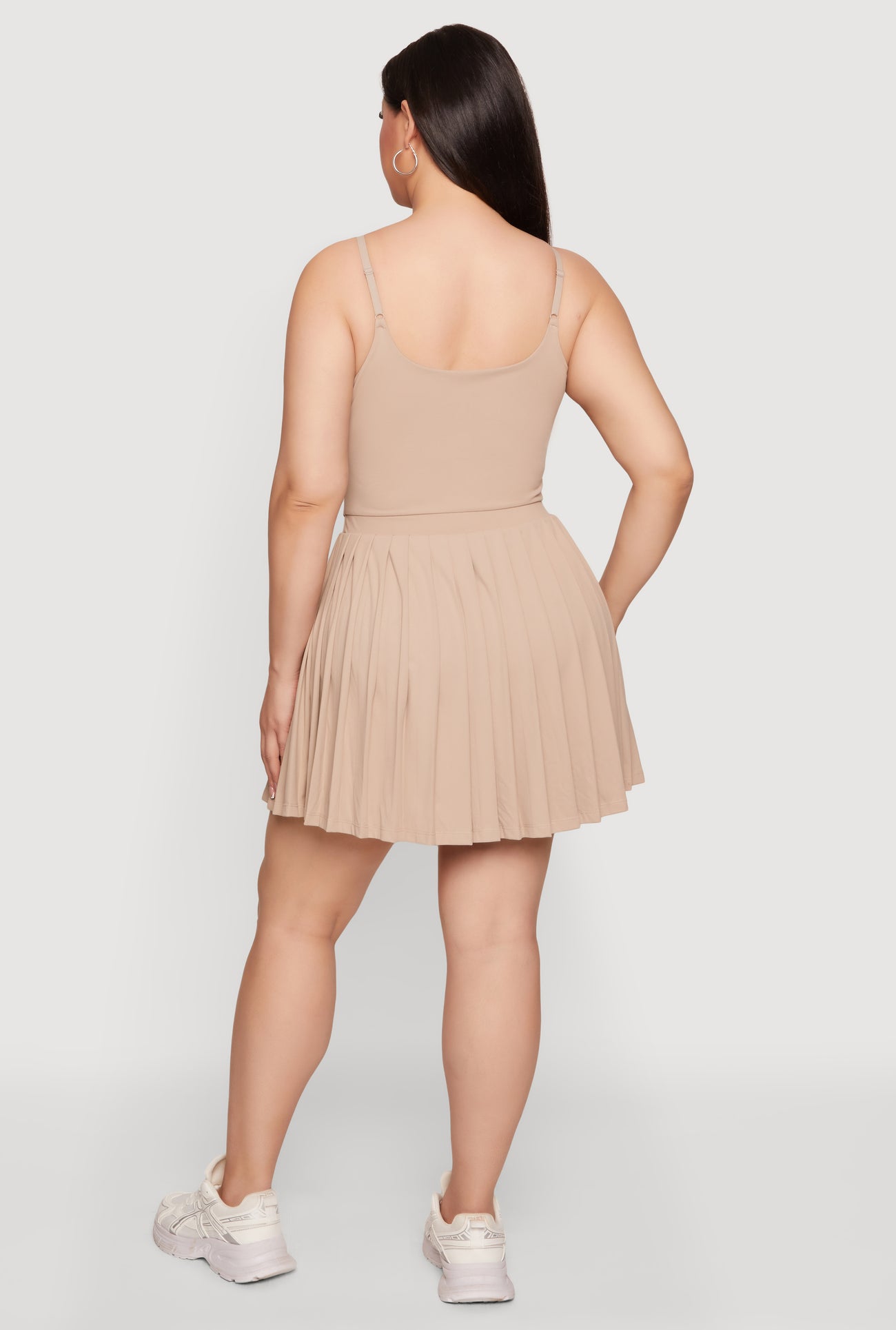 Plus Size Open Back Tennis Dress with Shorts Lining