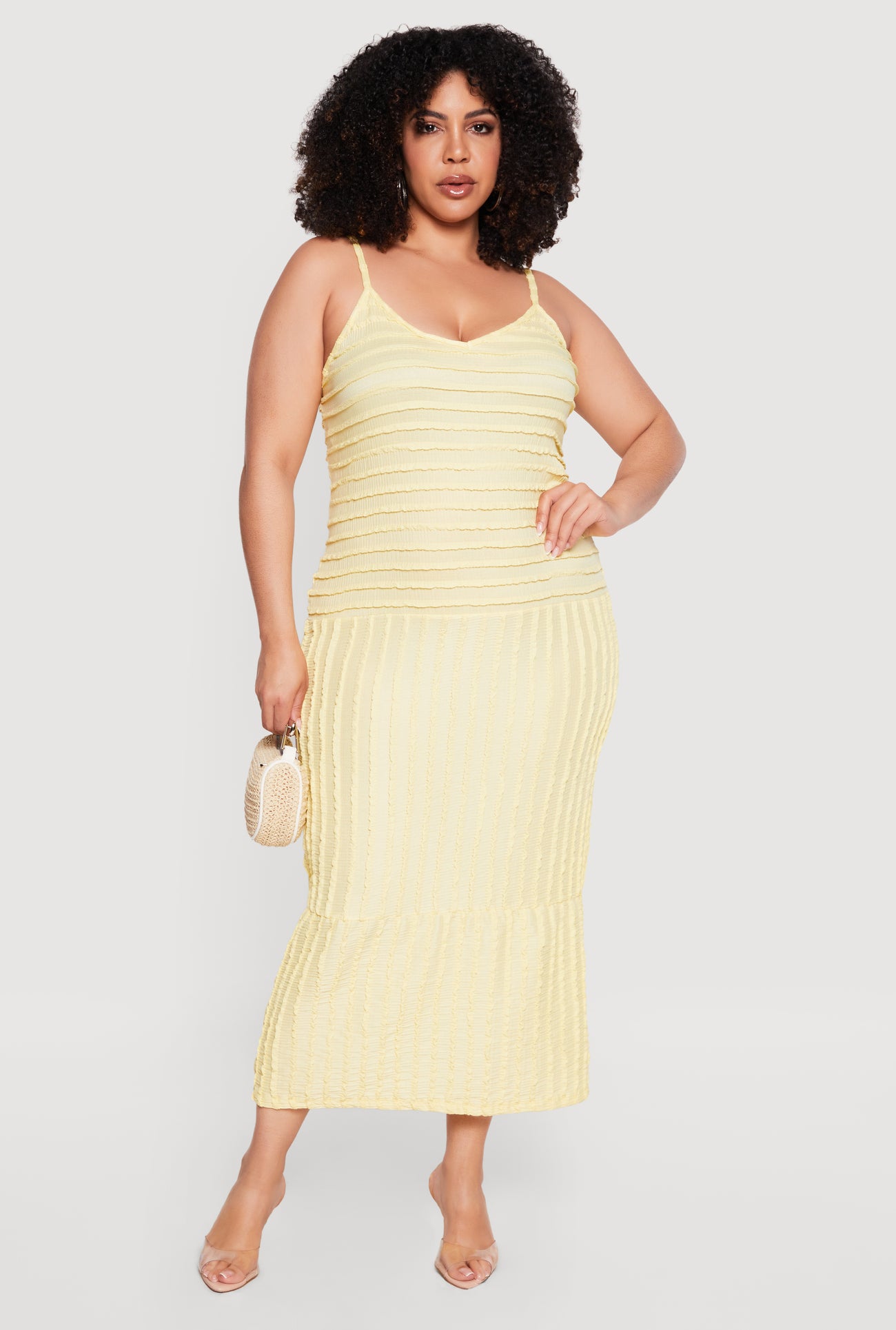 Plus Size Textured Knit V-Neck Cami Dress Plus Size Textured Knit V-Neck Cami Dress