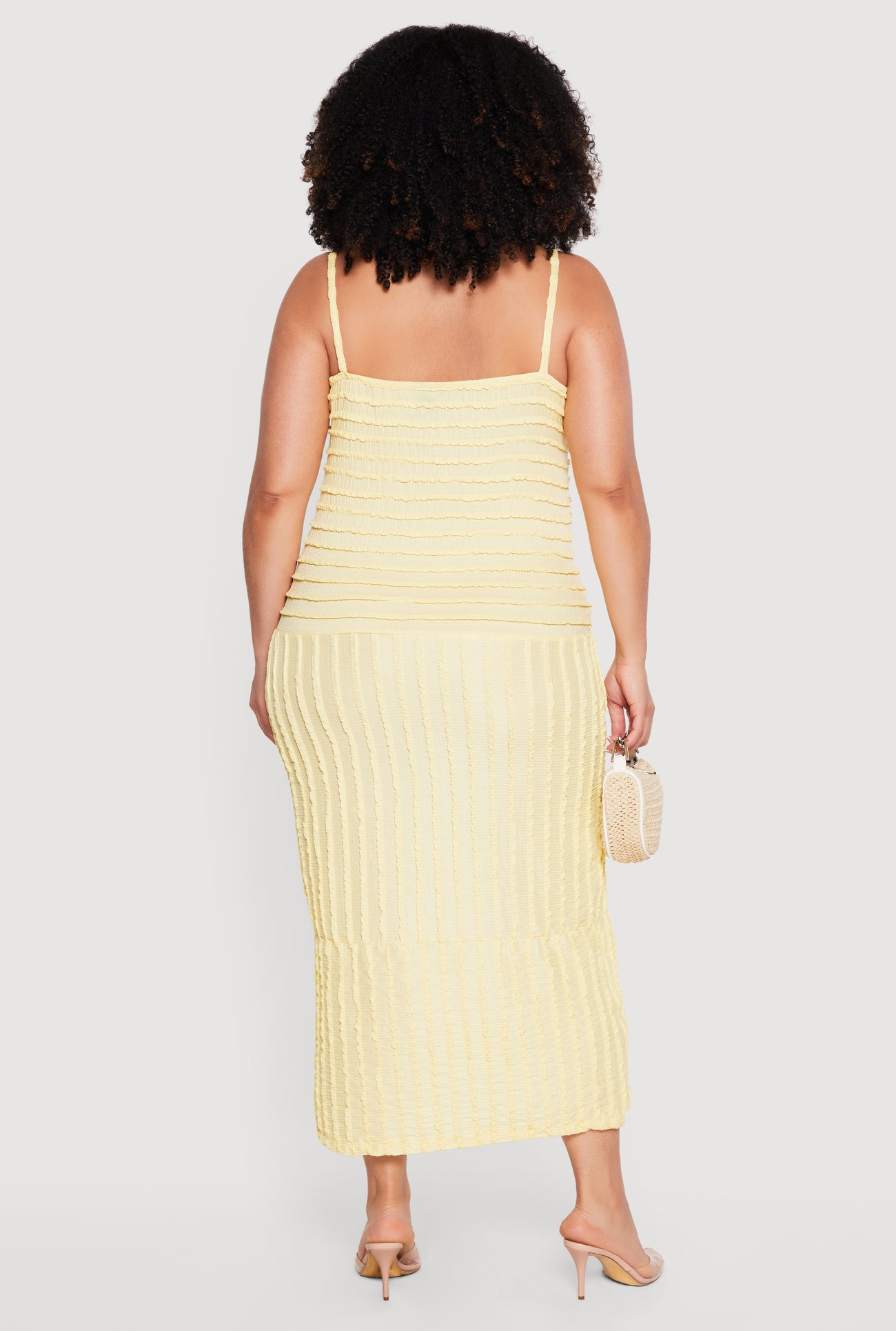Plus Size Textured Knit V-Neck Cami Dress