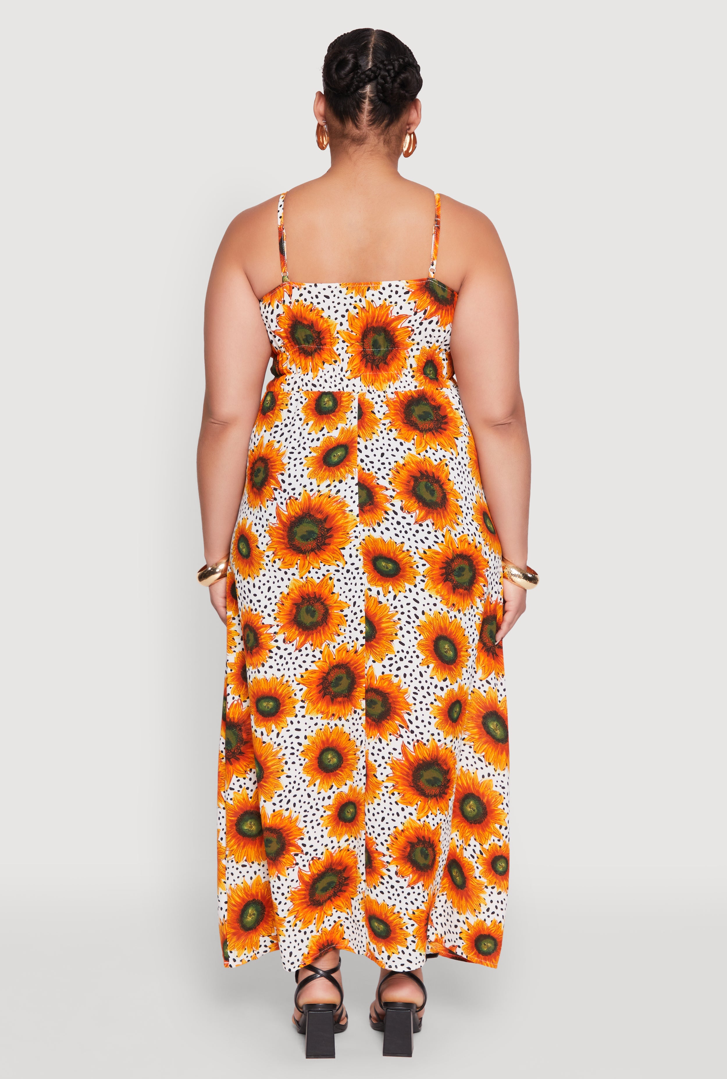 Plus Size Sunflower Print Maxi Dress