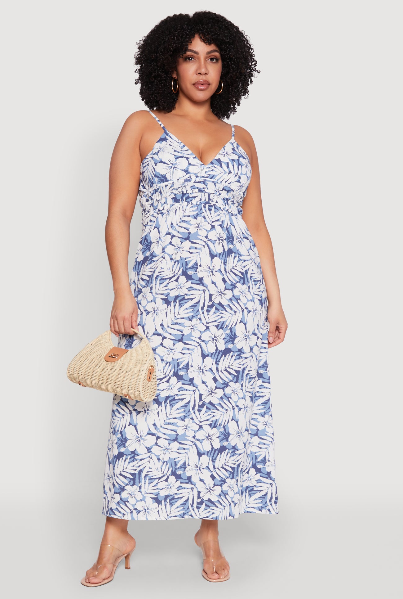 Plus Size Tropical Print Empire Waist Maxi Dress Plus Size Tropical Print Empire Waist Maxi Dress