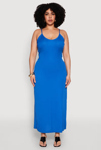 Plus Size V Neck Side Slit Maxi Dress
