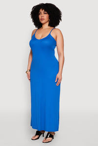 Plus Size V Neck Side Slit Maxi Dress