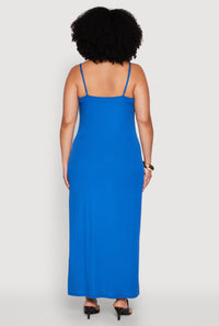Plus Size V Neck Side Slit Maxi Dress