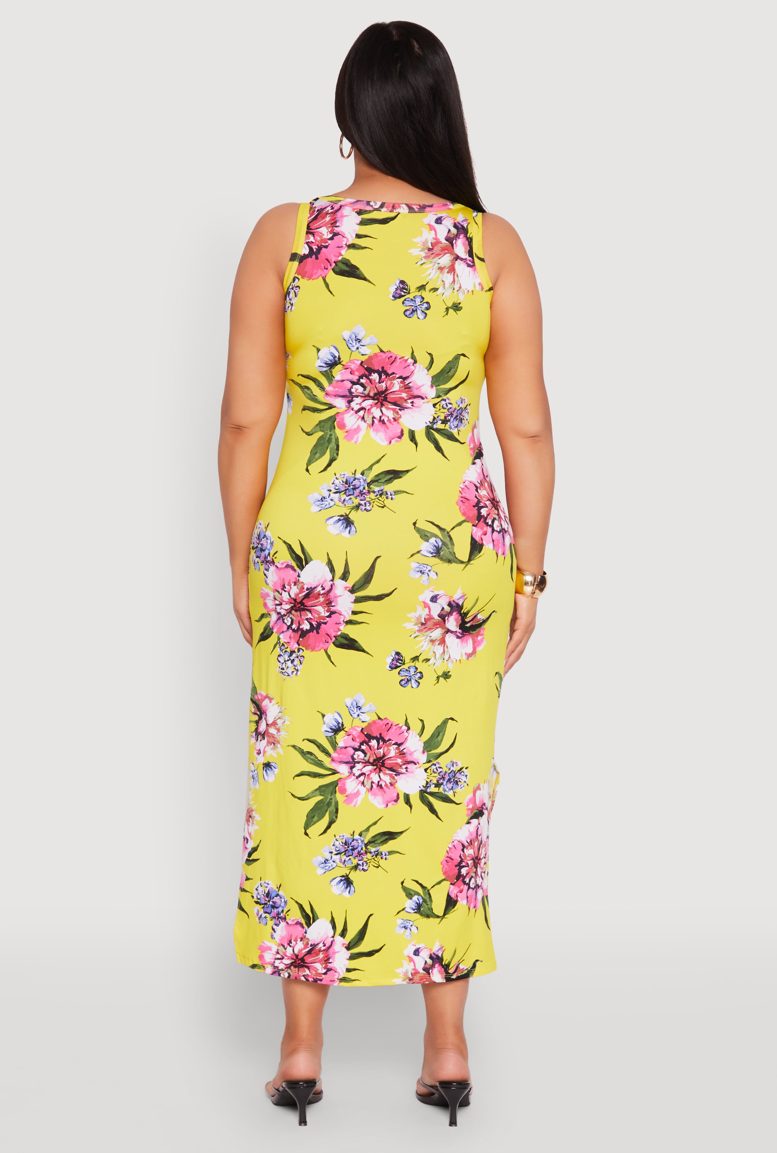 Plus Size Floral Side Slit Midi Dress