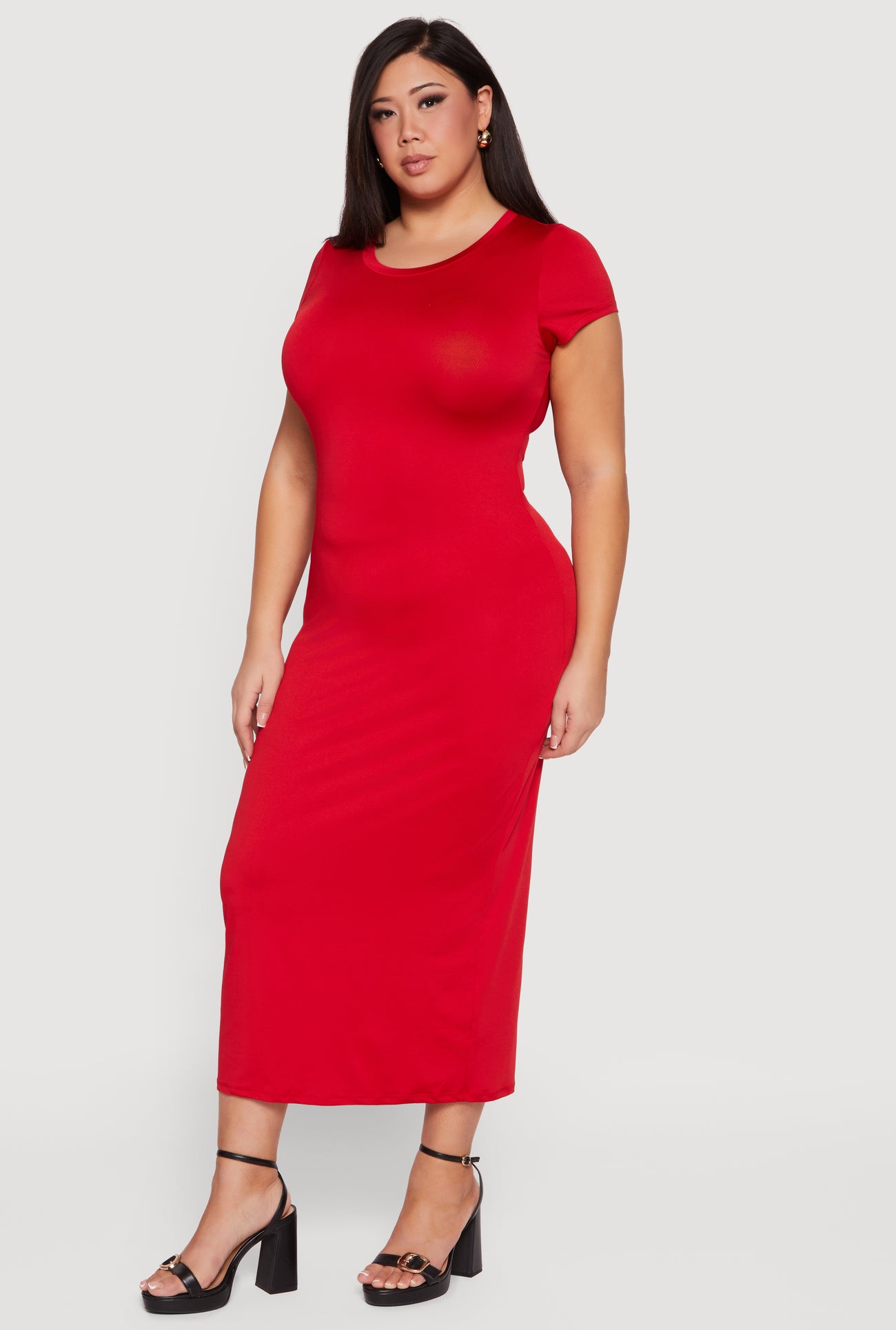 Plus Size Fitted T Shirt Dress Plus Size Short Sleeve T Shirt Midi Dress