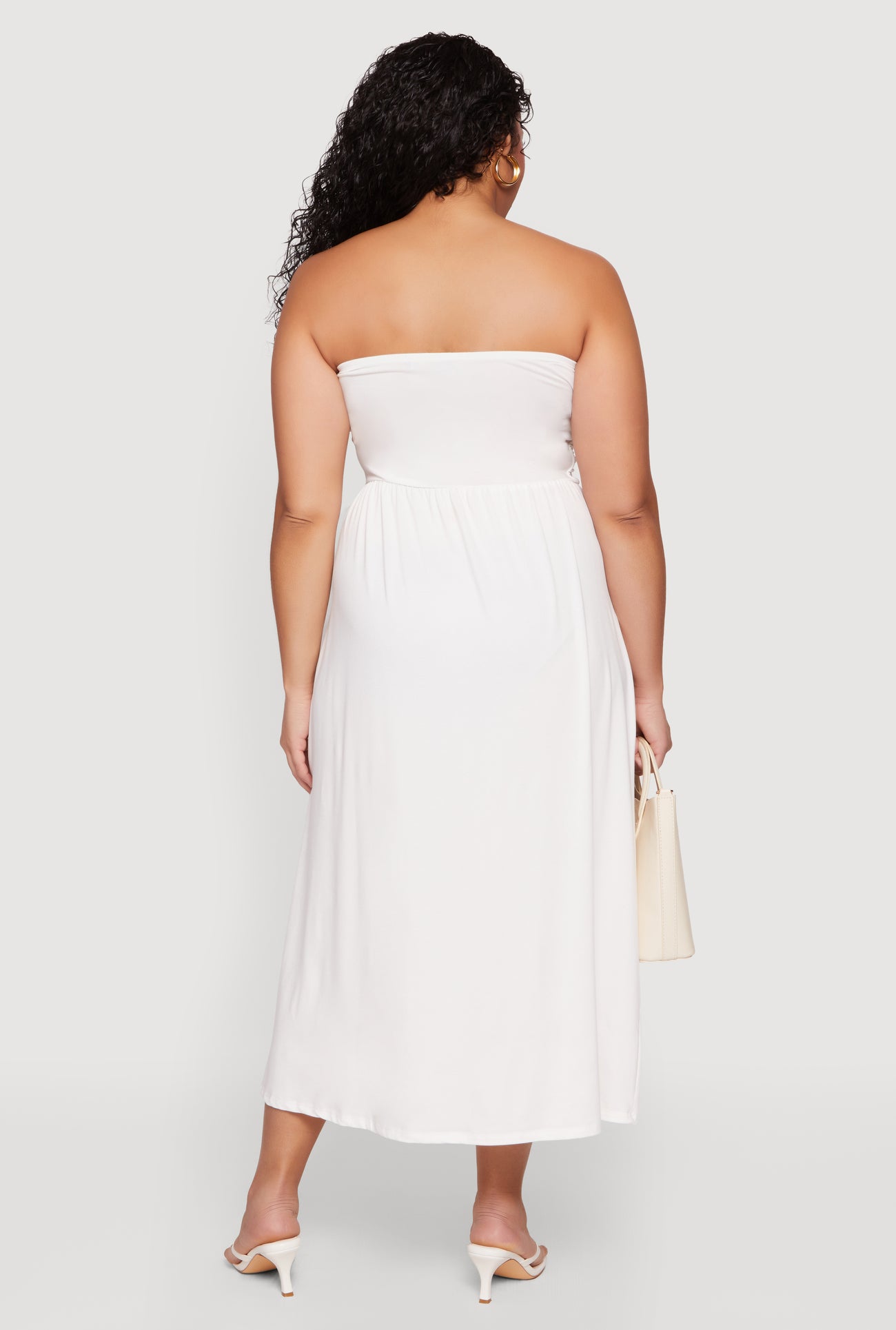 maxi tube dress plus size Plus Size Soft Knit Ruched Tube Dress with Pockets