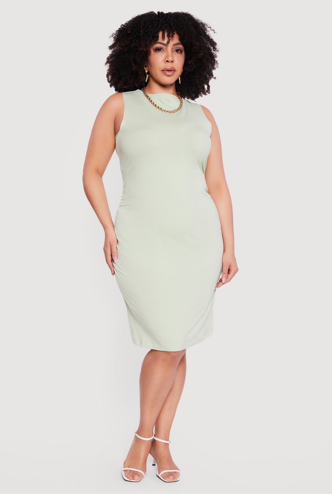 Plus Size Ruched Side Boat Neck Midi Dress Plus Size Ruched Side Boat Neck Midi Dress