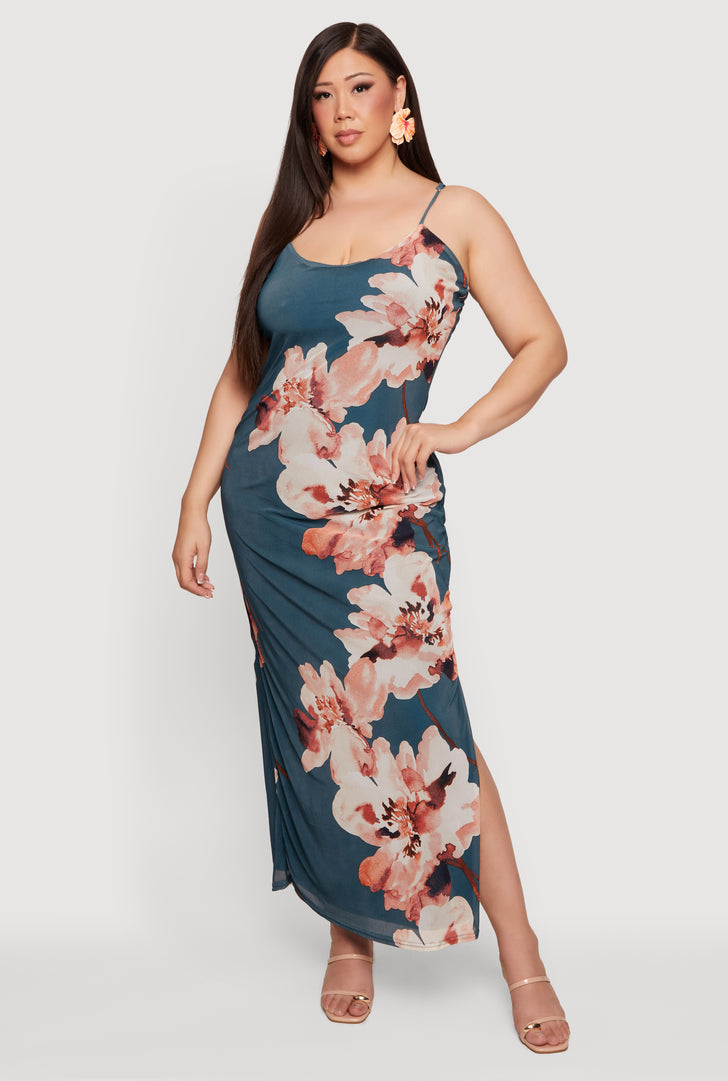 long beaded prom dress Jasmine Plus Size Knit Boho Floral V Neck Maxi Dress– Hello Curve