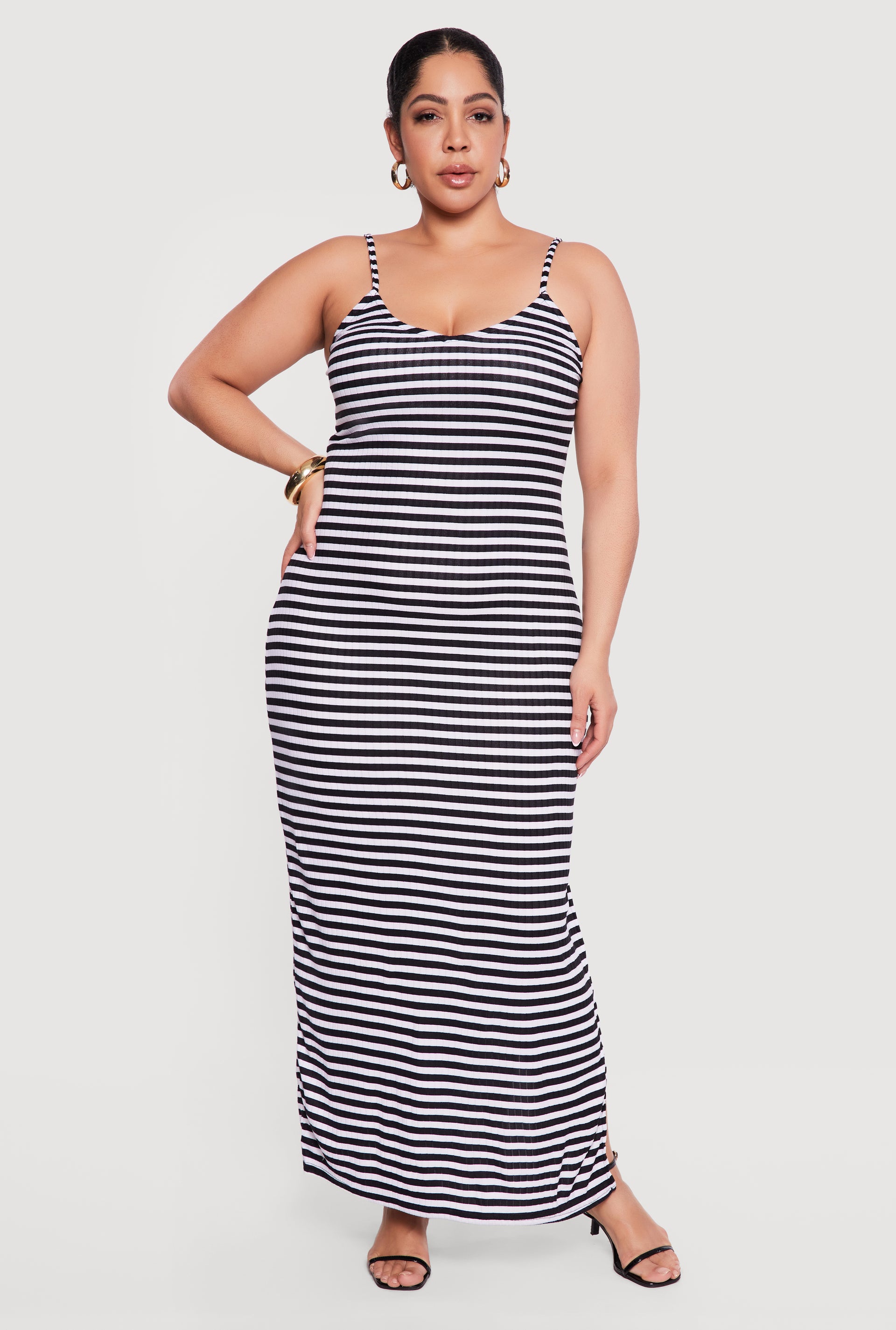 plus size striped maxi dress Final Sale Plus Size Stripe Maxi Dress with In Tan & White Stripe  Chic  And Curvy