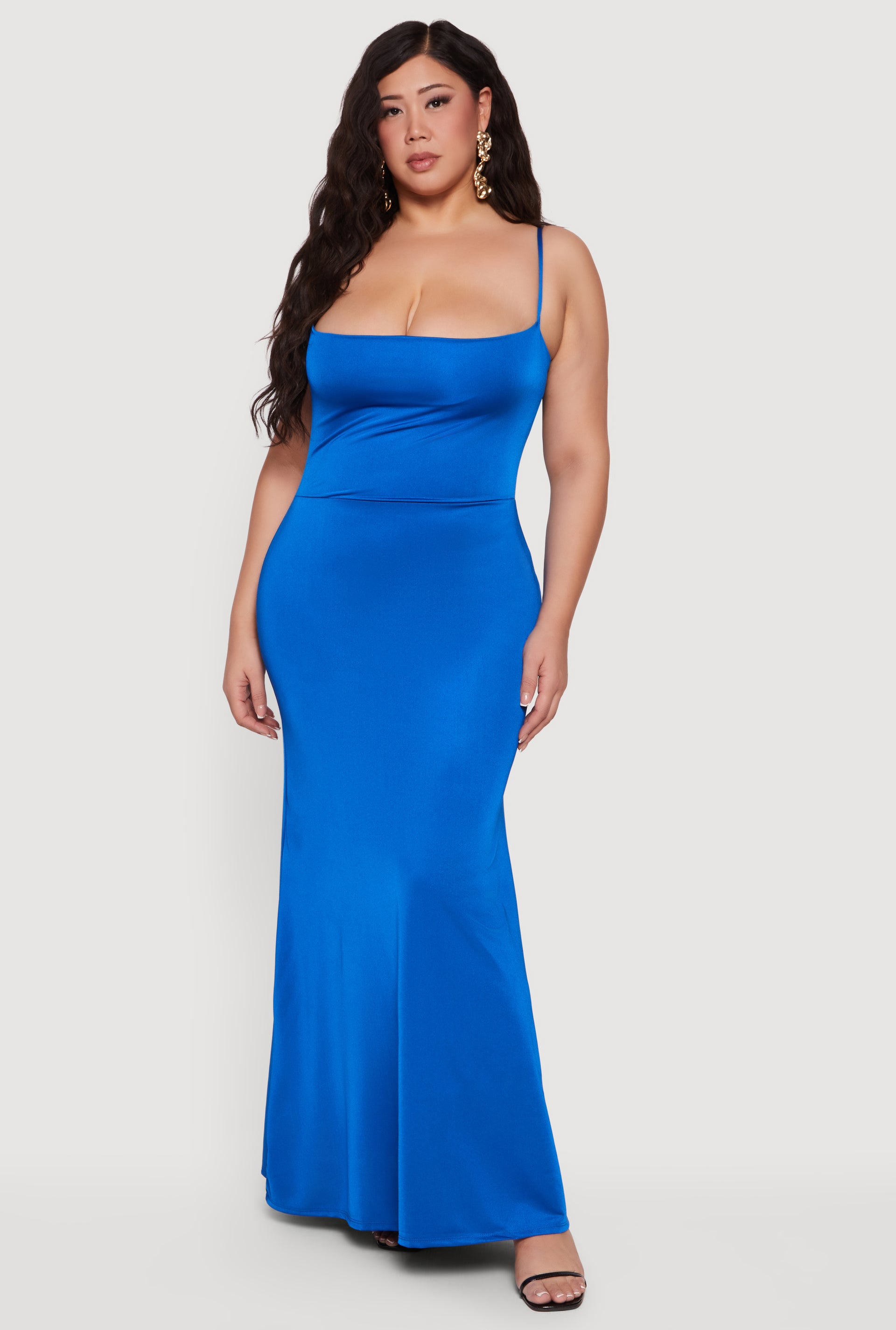 Womens Plus Size Caged Back Cami Maxi Dress, Royal Blue, Size 3X