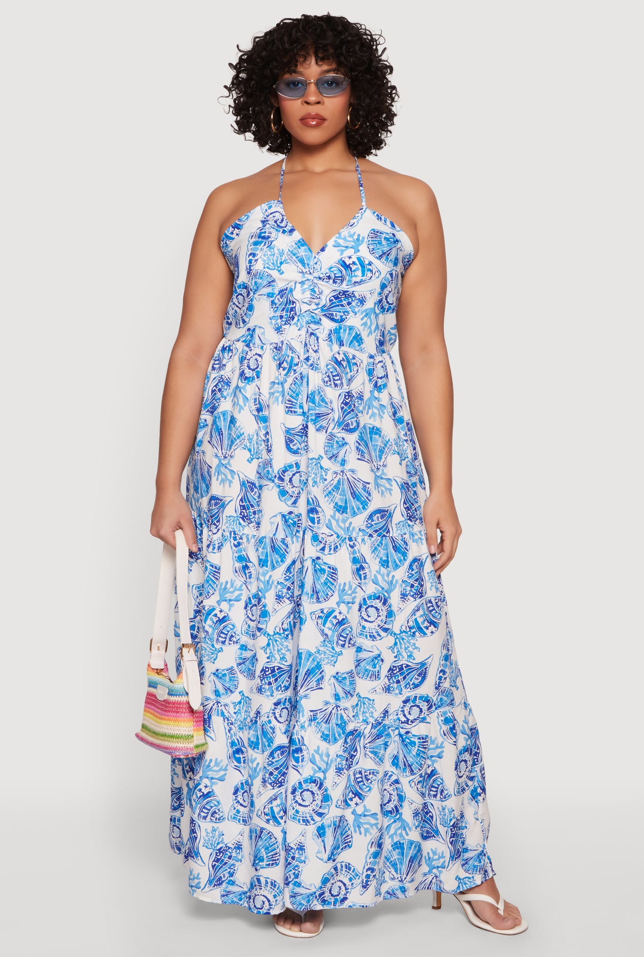 Plus Size Patterned Tiered Halter Maxi Dress Plus Size Patterned Tiered Halter Maxi Dress