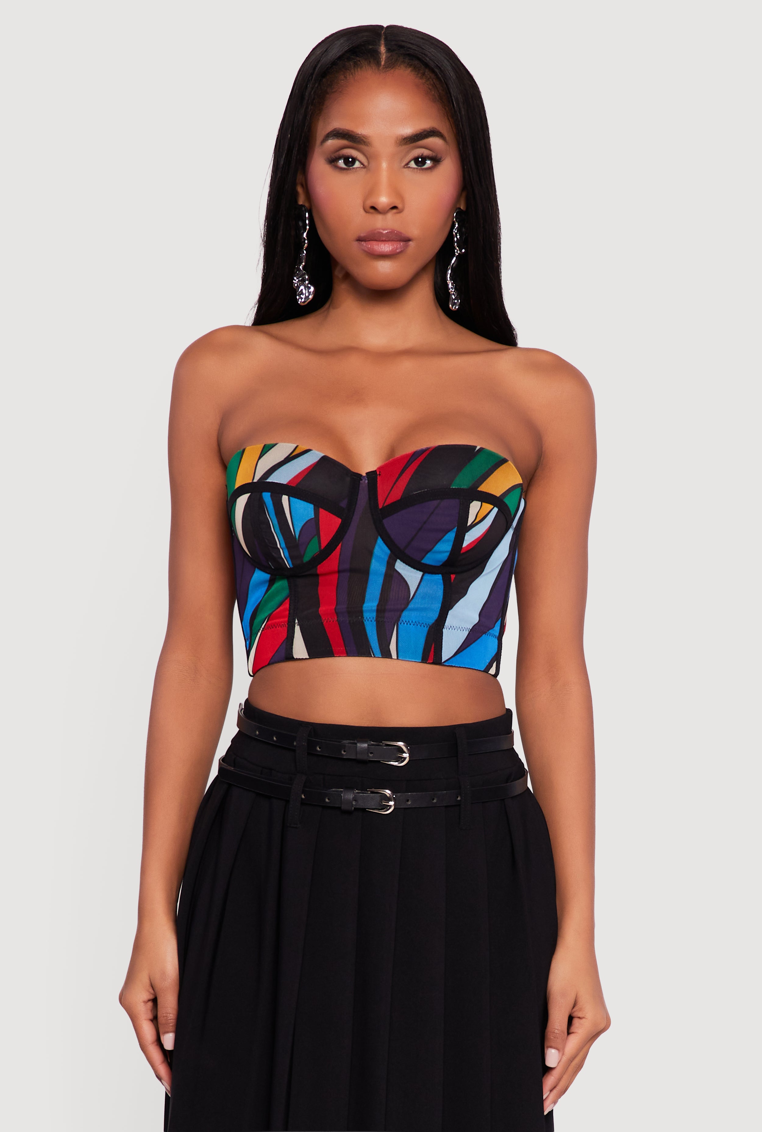 Abstract Print Convertible Bustier Top